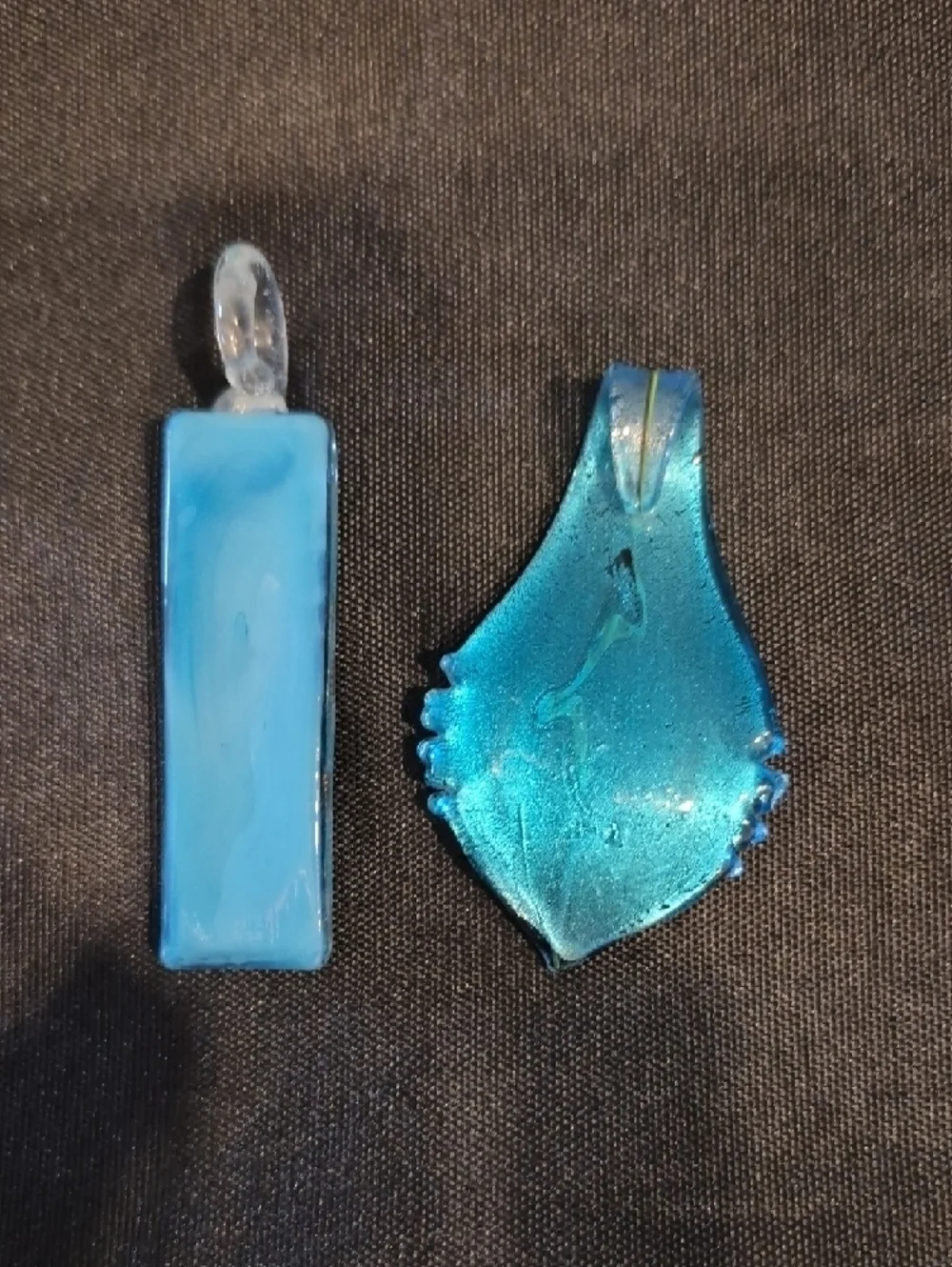 Blue Art Glass Pendant Lot - Abstract Art Glass Charms